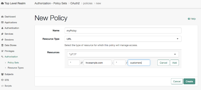 Edit the resource pattern if required.