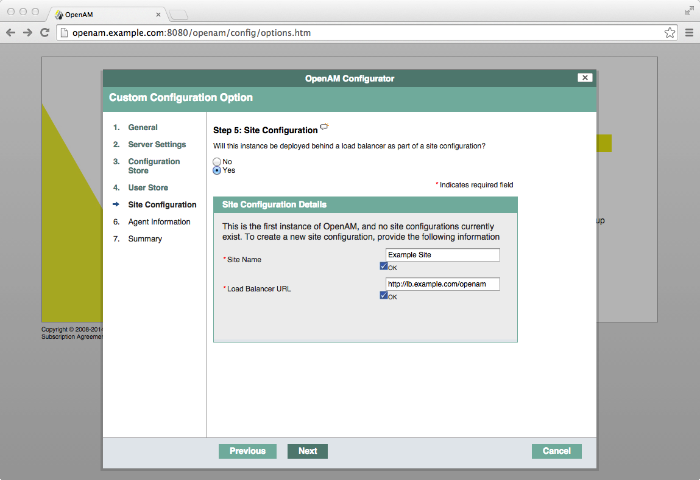 AM site configuration