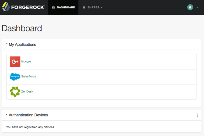 User Dashboard screen