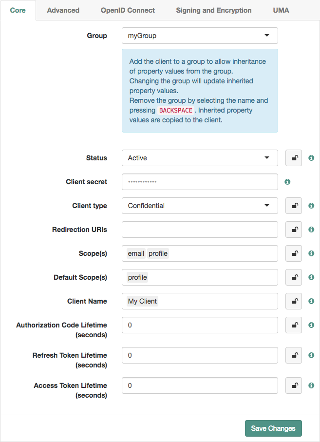 OAuth 2.0 Client Profile Group Inheritance