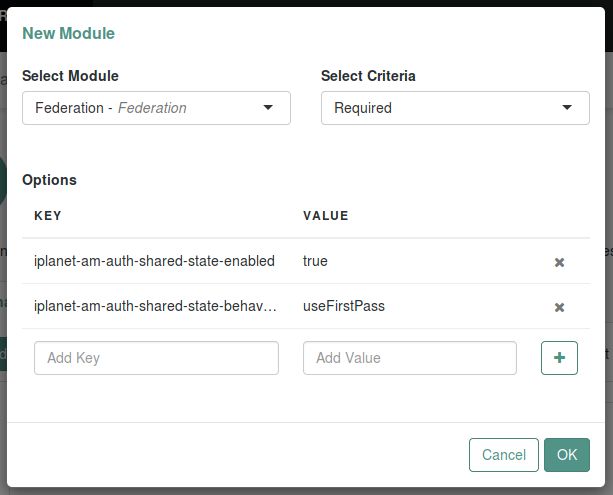 Configuring the second module in an authentication chain
