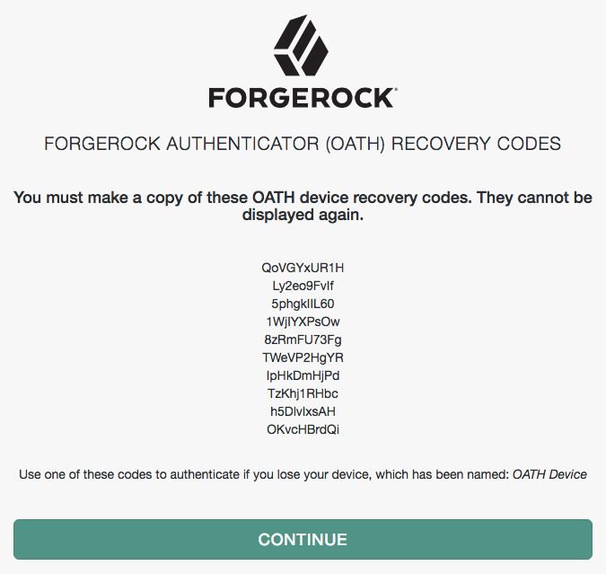 OATH recovery code display.