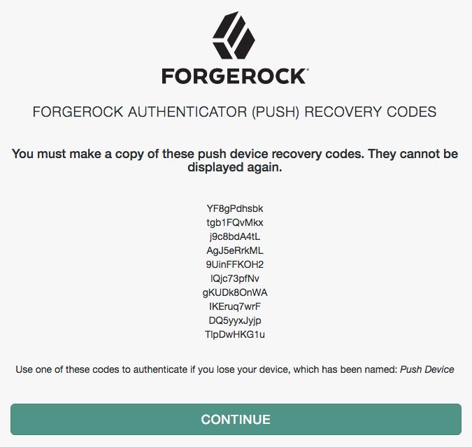 Push recovery code display.