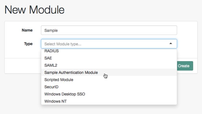 Sample authentication module registration
