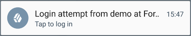 An example of the push notification message the mobile device receives.