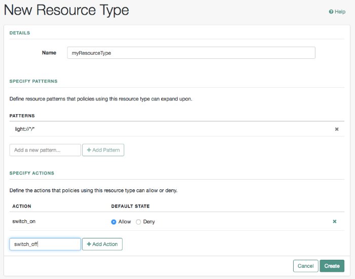 Configuring resource types in the AM console.