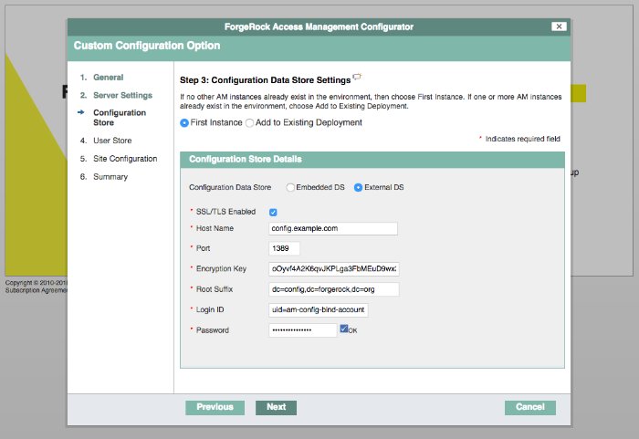 AM configuration store