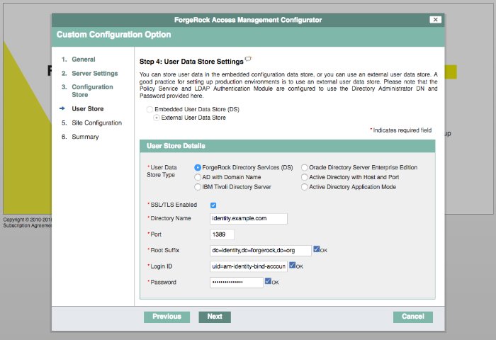 AM user store settings