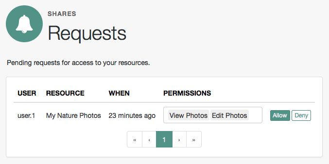 UMA Requests Screen Presented to the Resource Owner.