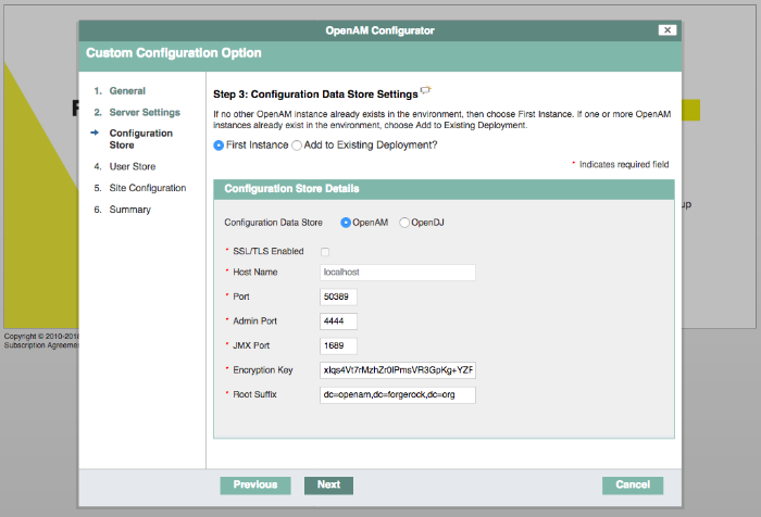 AM configuration store