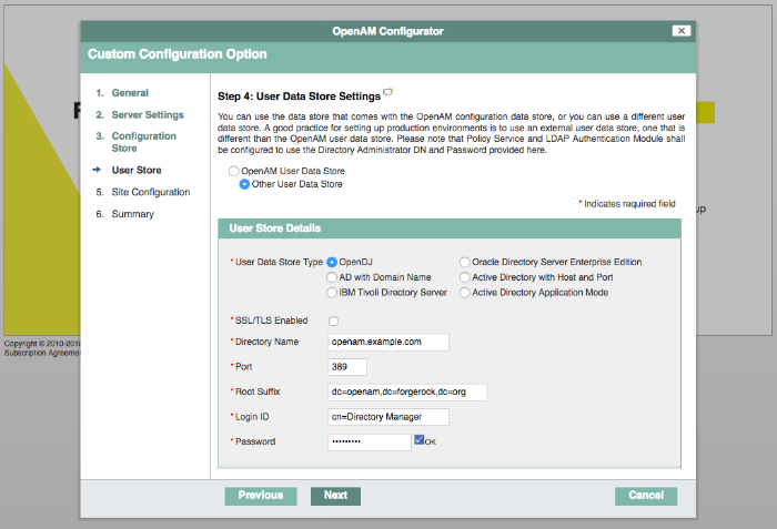 AM user store settings