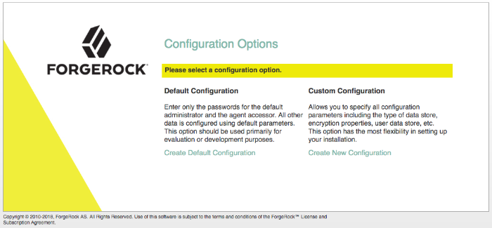 Initial AM configuration screen