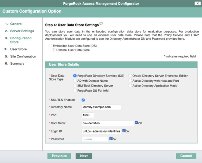 AM user store settings