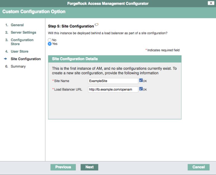 AM site configuration