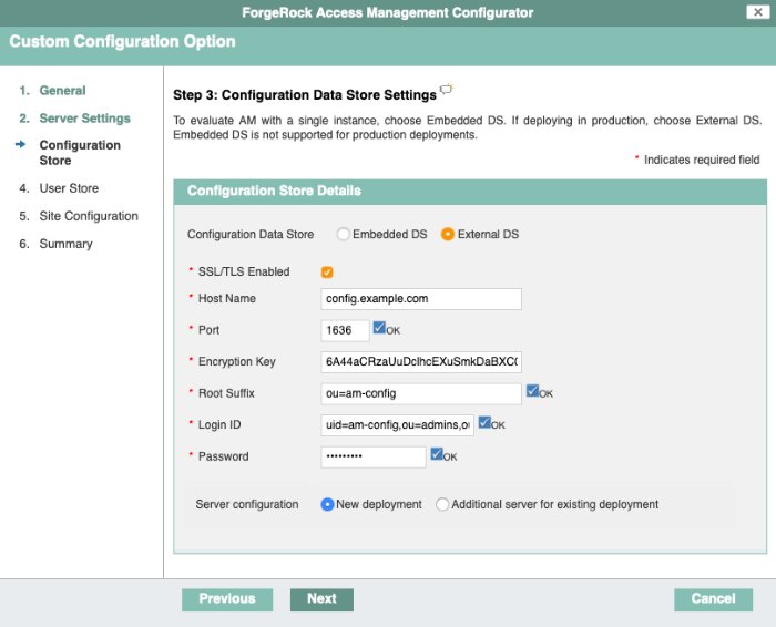 AM configuration store