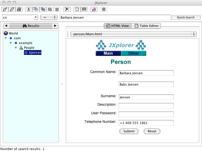 JXplorer Accessing the Directory Service