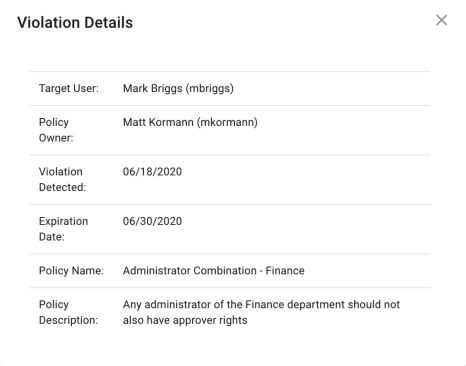 iga admin dashboard violation details