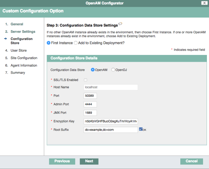 AM configuration store