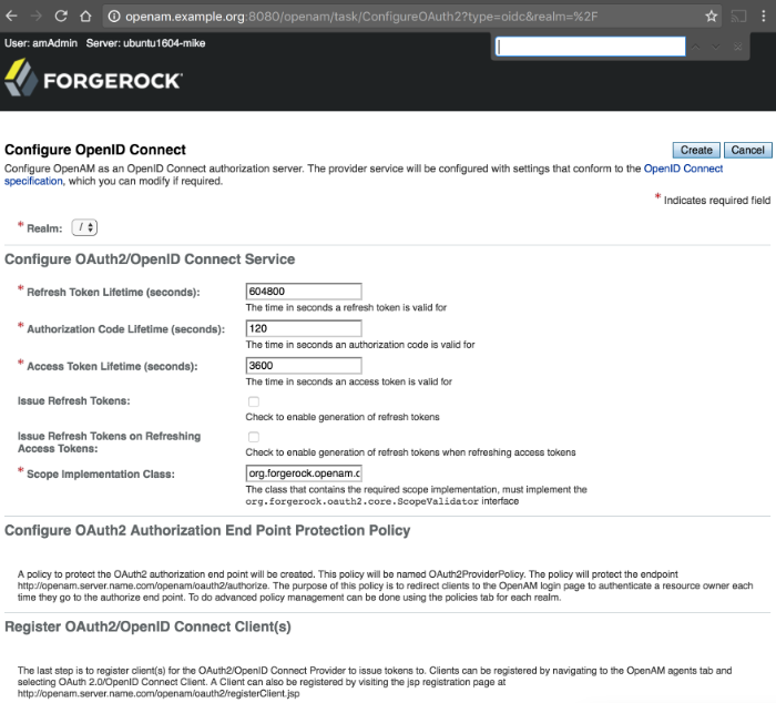 The Configure OpenID Connect Window