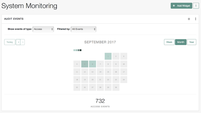 Audit event widget showing access events