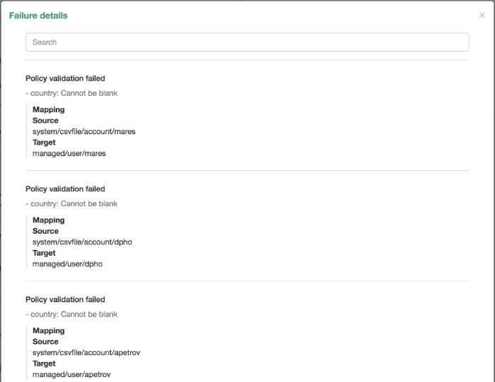 Reconciliation failure summary