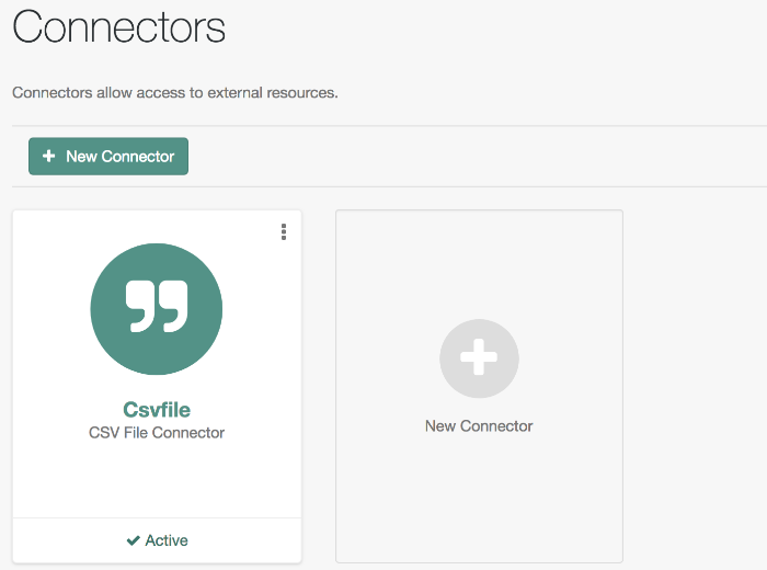 Connectors tab showing an active CSV connector
