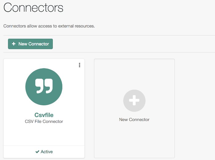 Connectors tab showing an active CSV connector