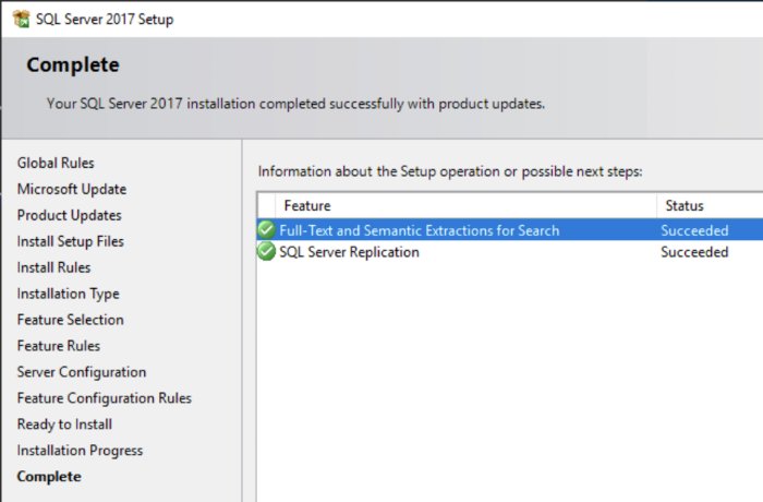 SQL Server Feature Selection Screenshot
