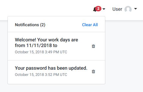 Welcome and password update messages