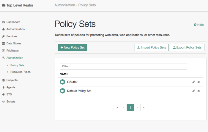 Authorization options in the OpenAM console.