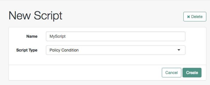 Creating a script by using the OpenAM console.
