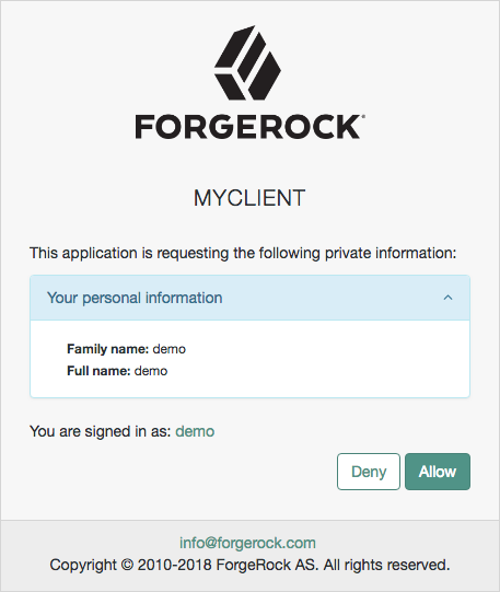 OAuth 2.0 consent screen.