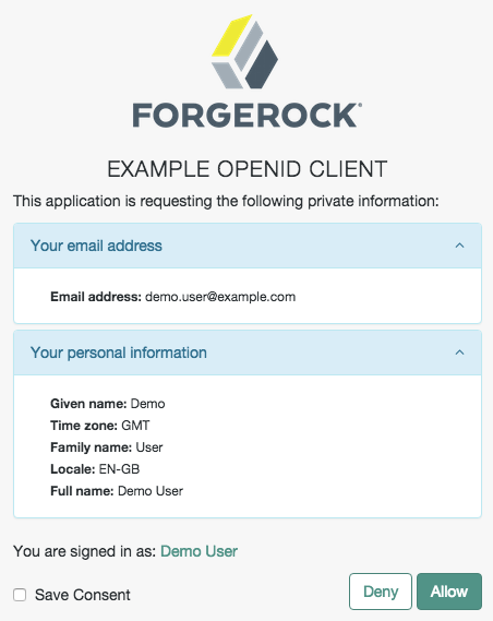 OpenID Connect Consent Page