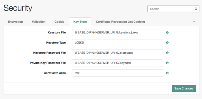 How to set the keystore in the OpenAM console