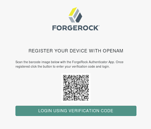 The device registration screen with QR code in the two step verification process
