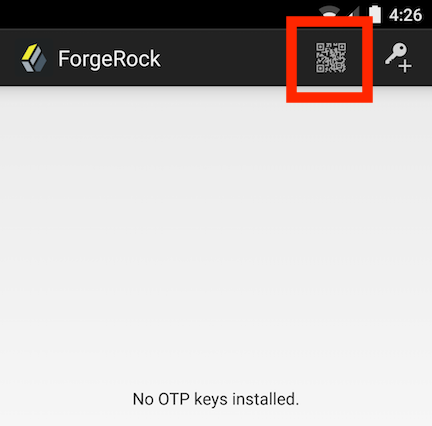 ForgeRock Authenticator Setup Screen