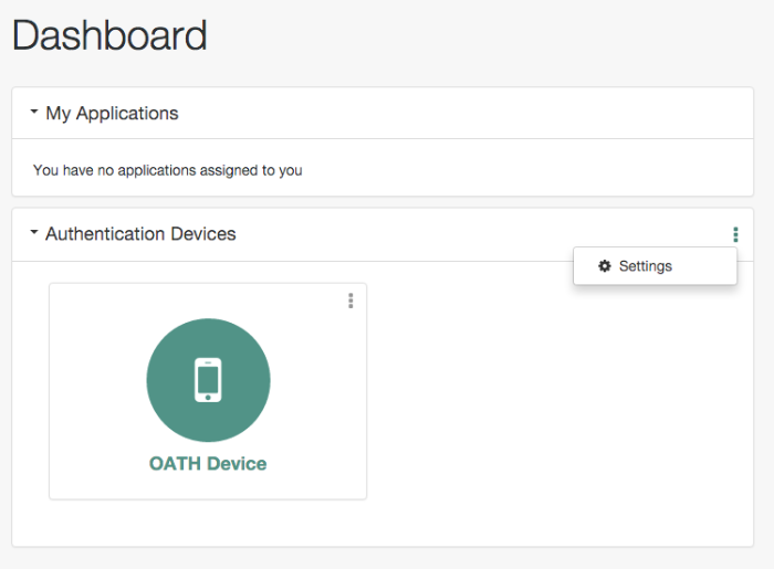 Authentication Devices Menu