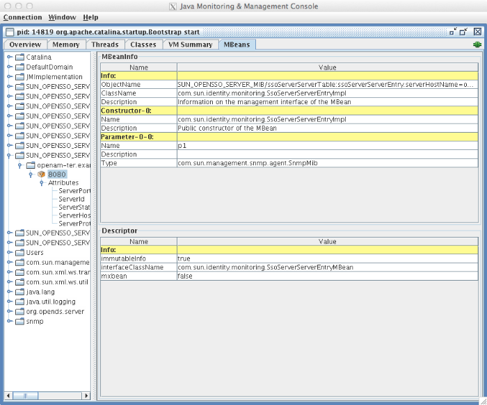 JConsole browsing OpenAM MBeans