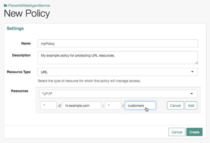 Edit the resource pattern if required.