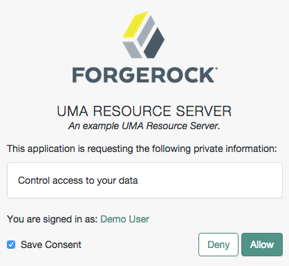 The consent screen presented to the resource owner.