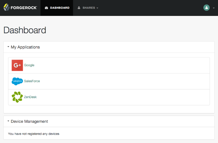 User Dashboard screen