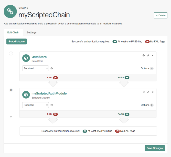 An example chain that uses the default server-side authentication script.