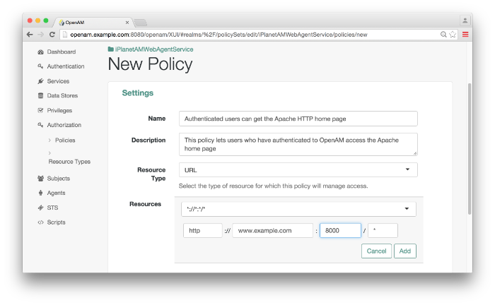 OpenAM New Policy Type and Resources