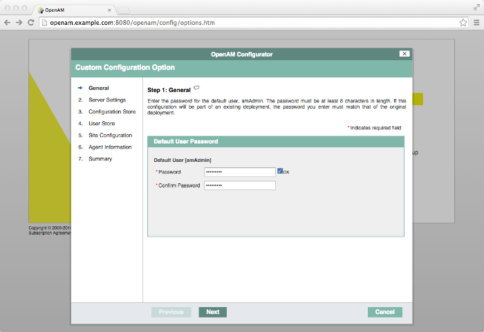OpenAM amadmin password