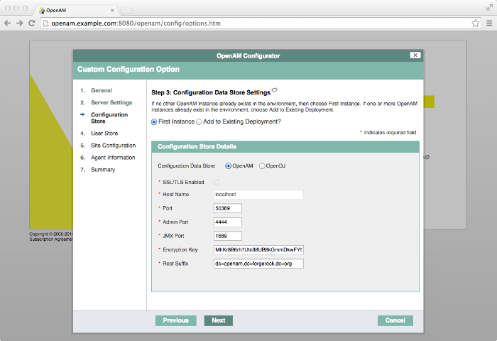 OpenAM configuration store