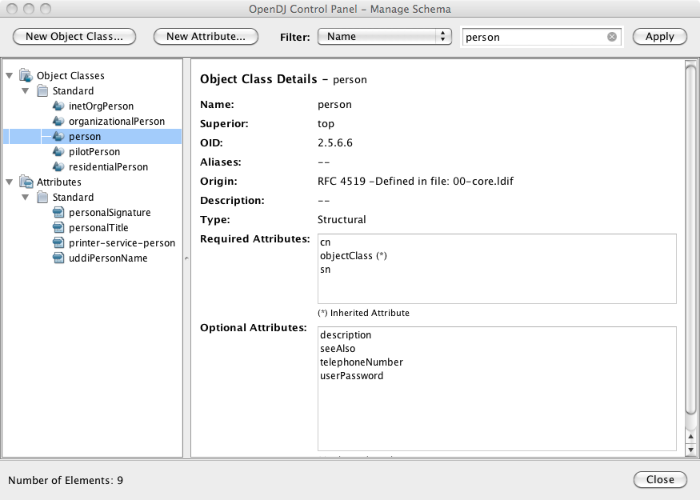 Manage Schema Window