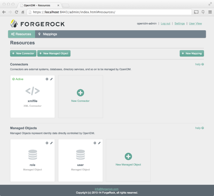 OpenIDM Admin UI with Sample 1