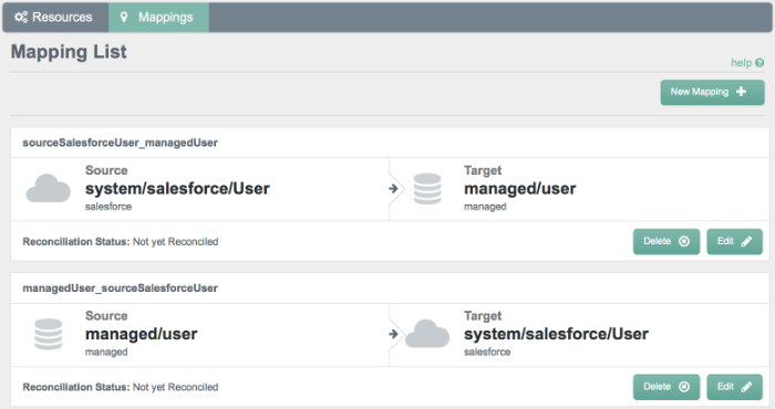 Mappings tab showing mappings for salesforce connector sample