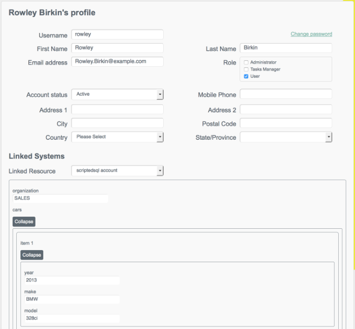 Mappings tab showing the users in the repo for Sample 3