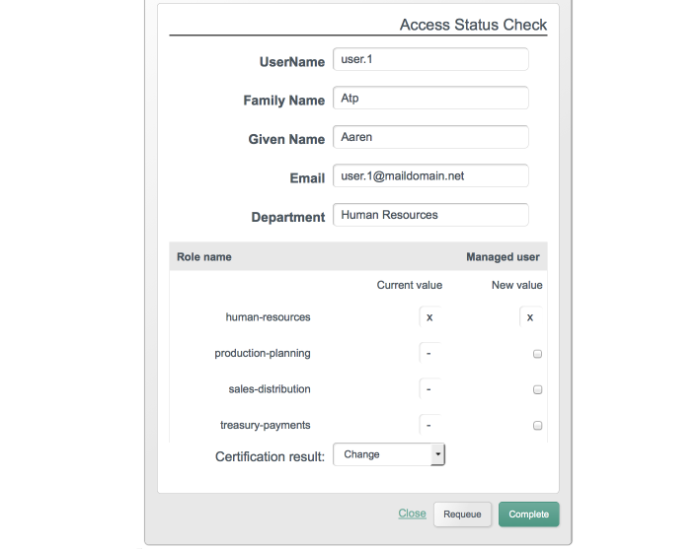Workflow showing current role assignment